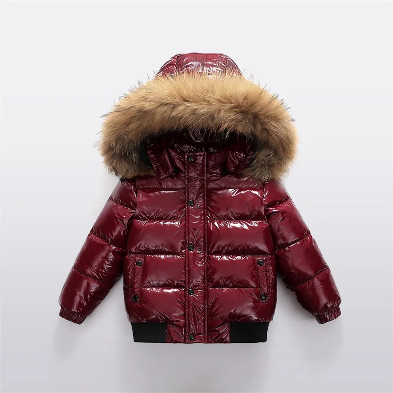 UNITIM Kids Baby Girls Down Jacket Hooded Glossy No-rinse Toddler Boys Down Coat Winter Thicken Warm Newborn Boys Parkas Outwear