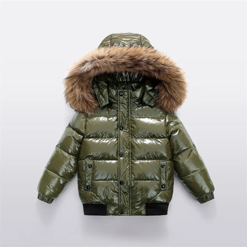 UNITIM Kids Baby Girls Down Jacket Hooded Glossy No-rinse Toddler Boys Down Coat Winter Thicken Warm Newborn Boys Parkas Outwear