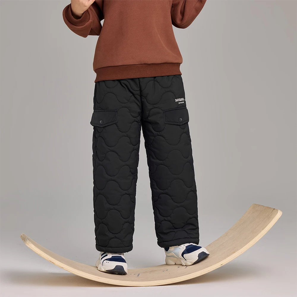 Dave Bella Children Wide Leg Cotton-pad Pants Winter Thicken Boys Straight Pants Casual Warm Waterproof Trousers DK4254292