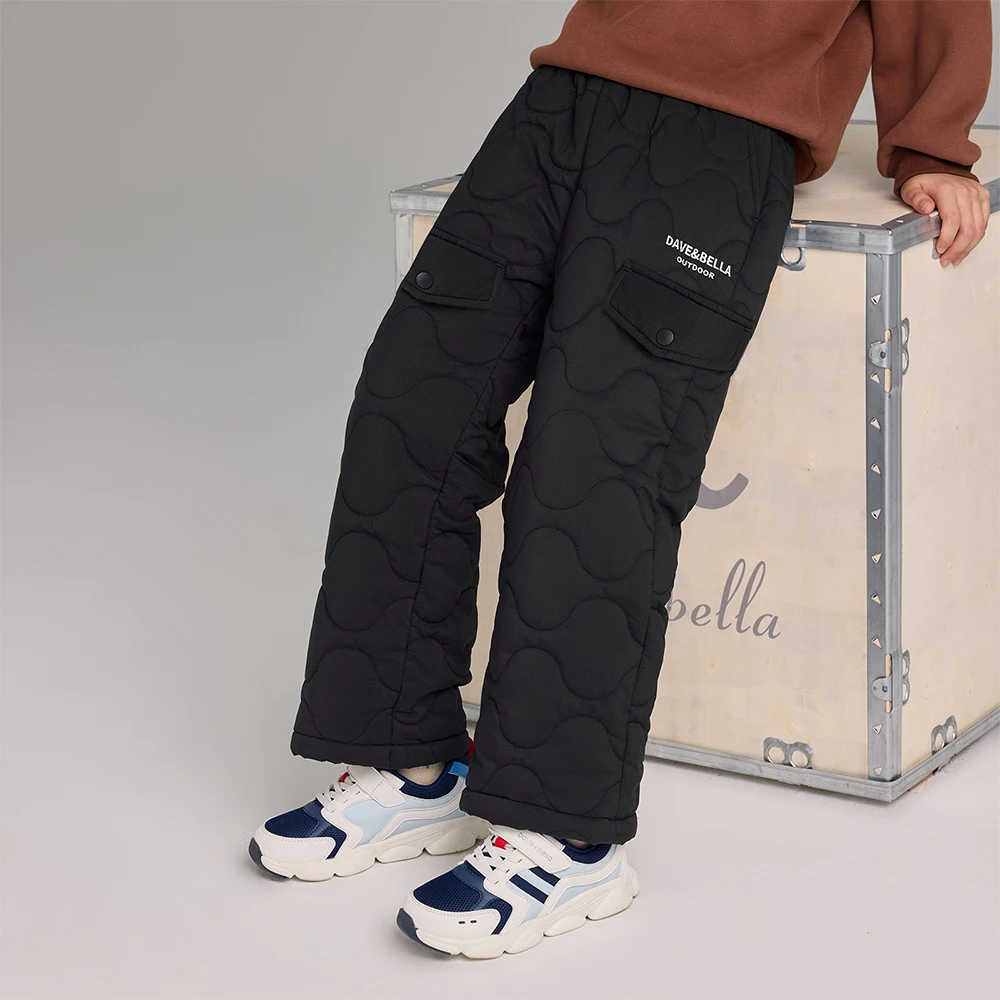 Dave Bella Children Wide Leg Cotton-pad Pants Winter Thicken Boys Straight Pants Casual Warm Waterproof Trousers DK4254292