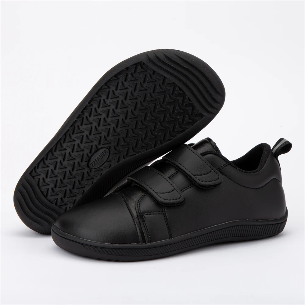 ZZFABER Soft Fiber Leather Casual Shoes Flixible Barefoot Sneakers for Boys