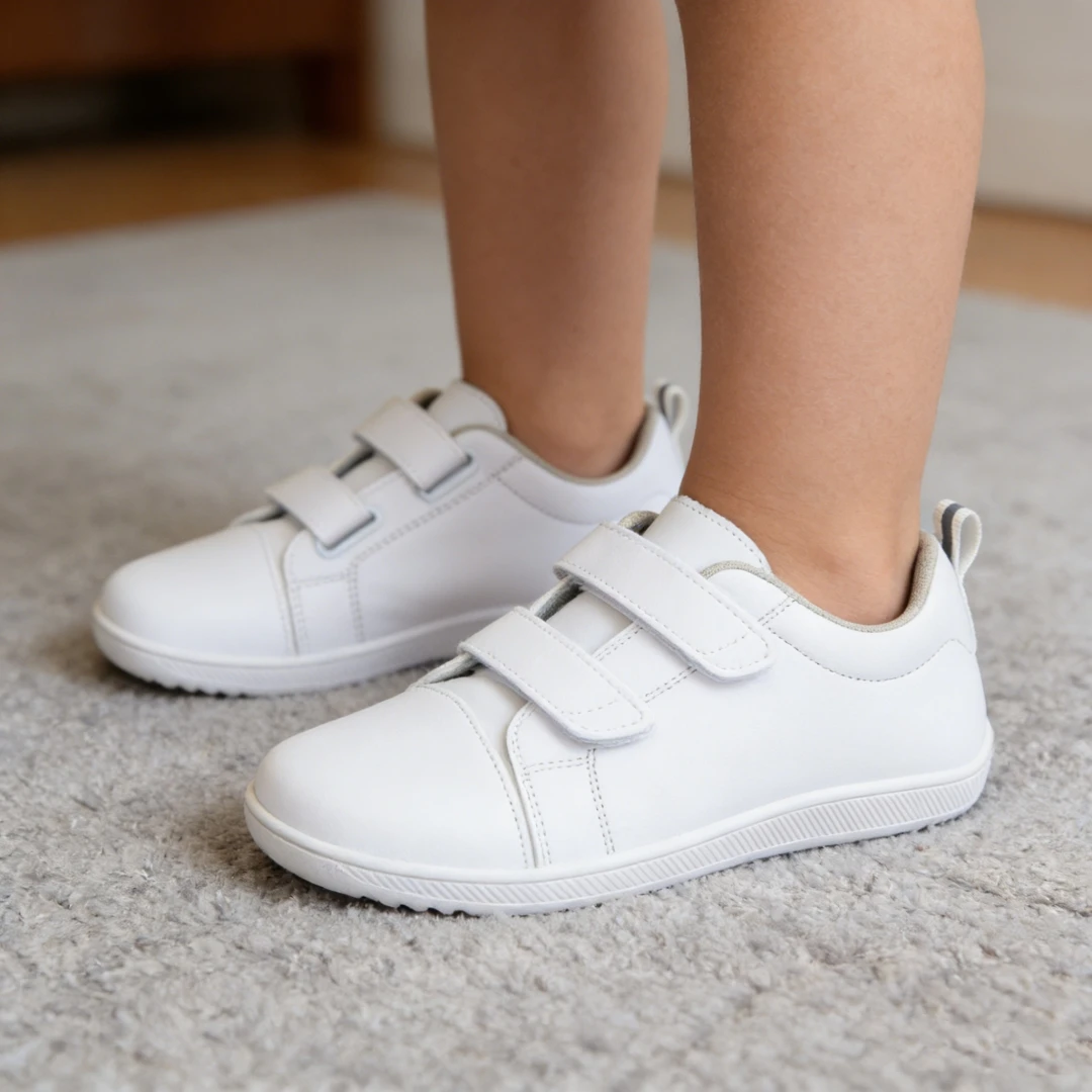 ZZFABER Soft Fiber Leather Casual Shoes Flixible Barefoot Sneakers for Boys