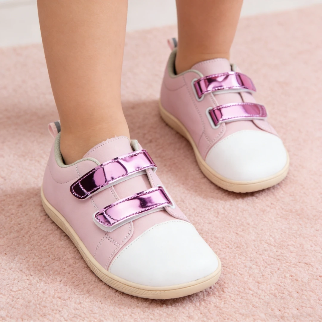 ZZFABER Soft Fiber Leather Casual Shoes Flixible Barefoot Sneakers for Boys