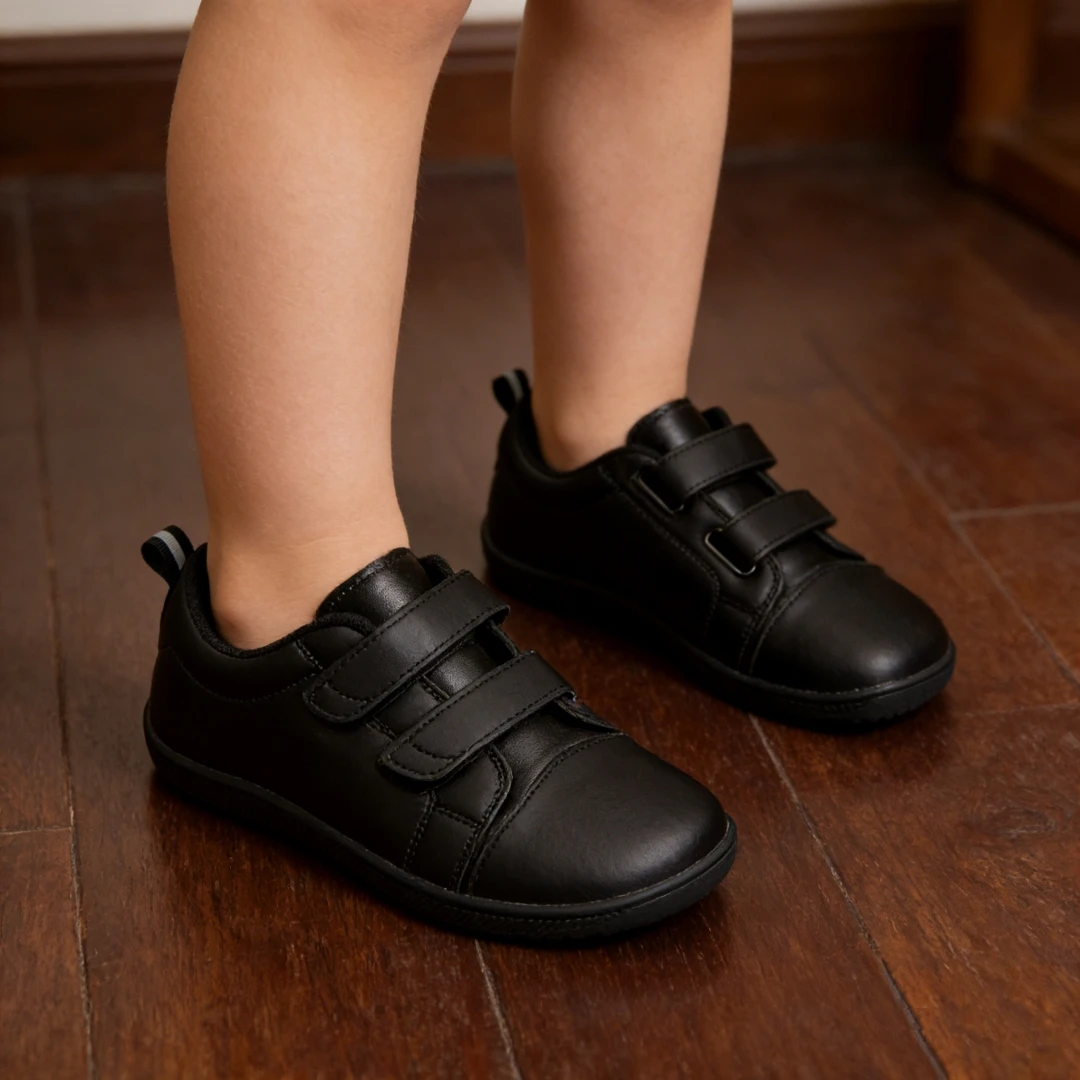 ZZFABER Soft Fiber Leather Casual Shoes Flixible Barefoot Sneakers for Boys