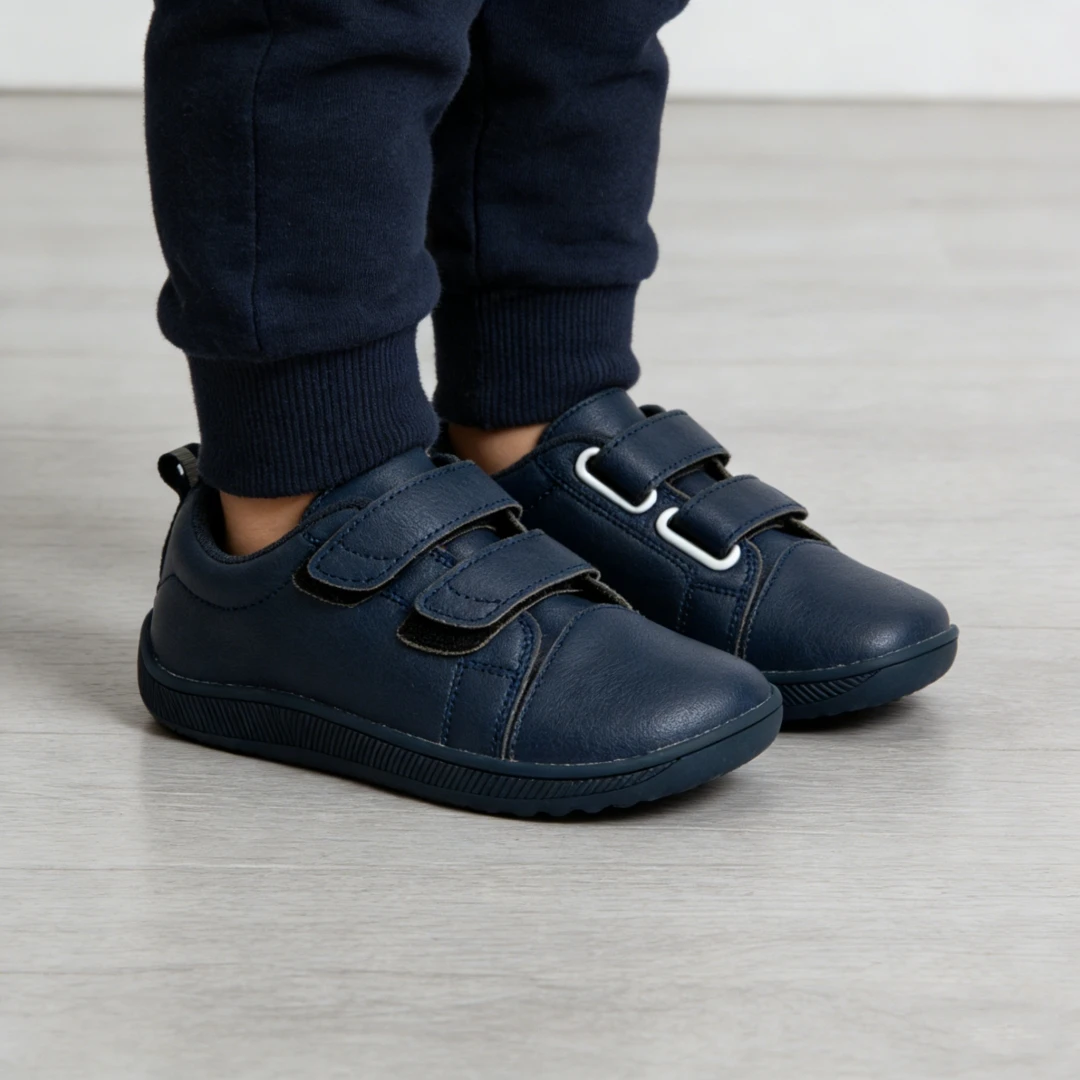 ZZFABER Soft Fiber Leather Casual Shoes Flixible Barefoot Sneakers for Boys