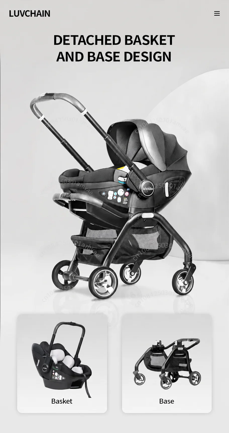 LUVCHAIN Baby Safety Stroller, Child Safety Seat, Newborn Baby Sleeping Basket Can Be Pushed in Both Directions Easy to Operate
