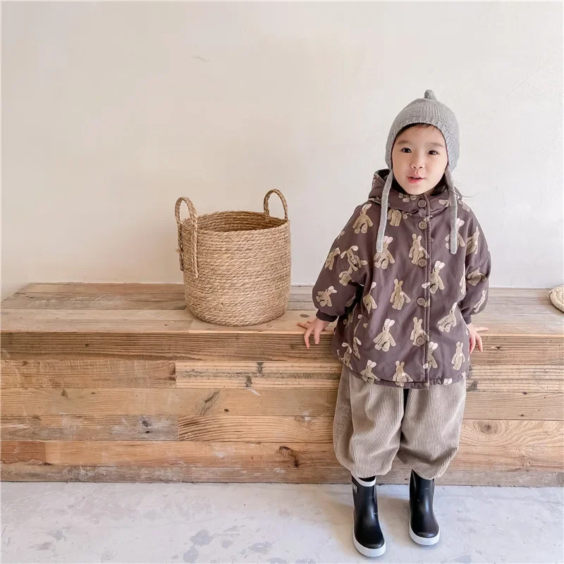 Children From 1 To 7 Years Outerwear Cartoon Kids Thick Padded Coat With Hood Korean Baby Clothing Girl Boy Jacket Warm Winter