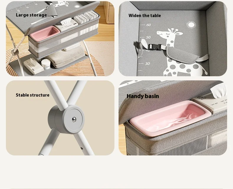 Multifunctional Baby Diaper-Changing Table Adjustable Baby Caring Table Newborn Removable Folding Diaper Changing Table