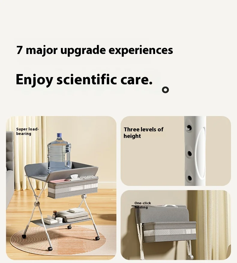 Multifunctional Baby Diaper-Changing Table Adjustable Baby Caring Table Newborn Removable Folding Diaper Changing Table