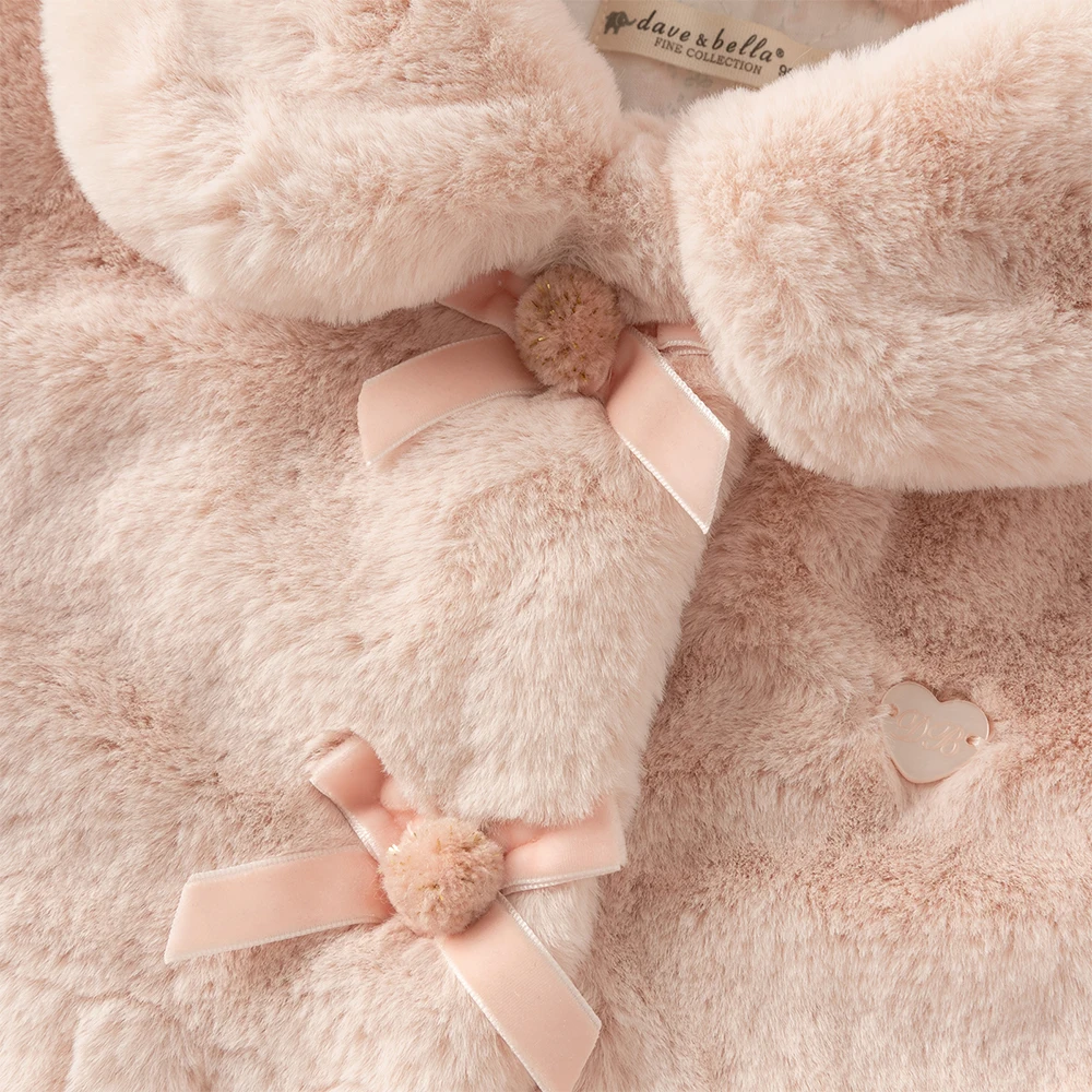 Dave Bella Children's Plush Cotton Coat Autumn Winter Girls' Thickened Warmth Jacket Party Outerwear Children Clothing DB4253769