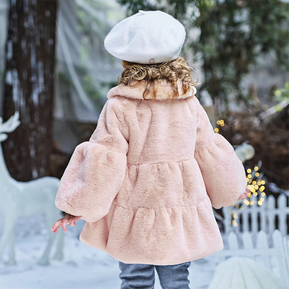 Dave Bella Children's Plush Cotton Coat Autumn Winter Girls' Thickened Warmth Jacket Party Outerwear Children Clothing DB4253769
