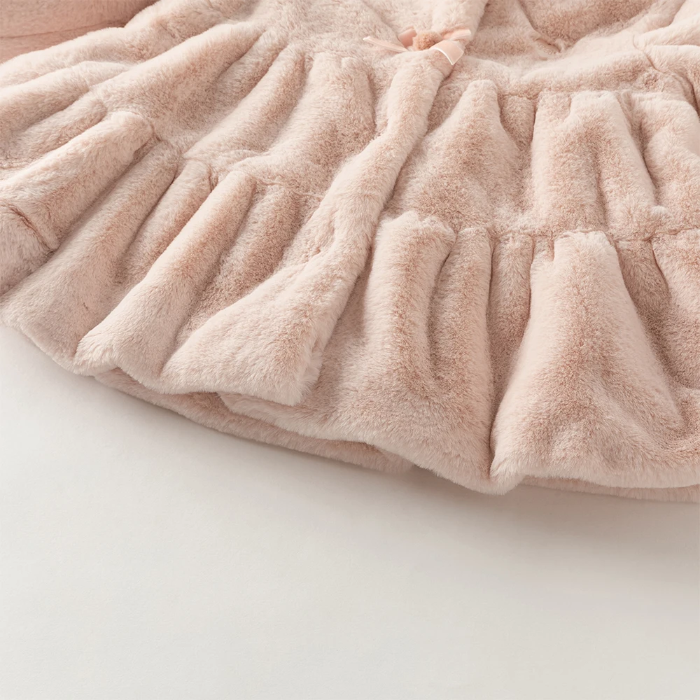 Dave Bella Children's Plush Cotton Coat Autumn Winter Girls' Thickened Warmth Jacket Party Outerwear Children Clothing DB4253769