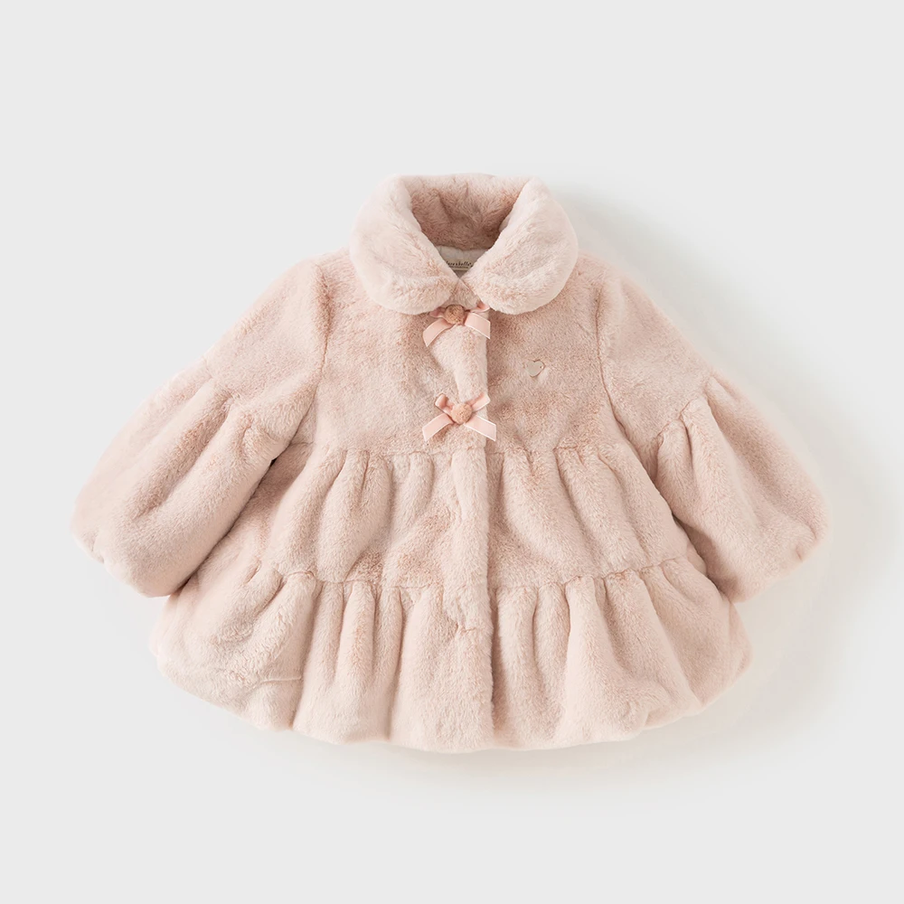 Dave Bella Children's Plush Cotton Coat Autumn Winter Girls' Thickened Warmth Jacket Party Outerwear Children Clothing DB4253769