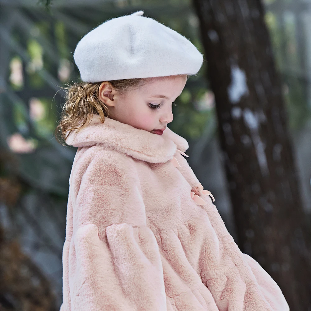 Dave Bella Children's Plush Cotton Coat Autumn Winter Girls' Thickened Warmth Jacket Party Outerwear Children Clothing DB4253769