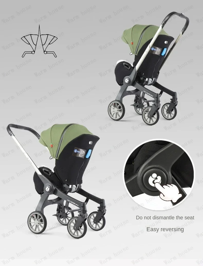 EU STOCK 4in1 baby stroller two-way Multifunctional newborn baby stroller 3in1 Foldable Basket type seat Lightweight Travel Pram