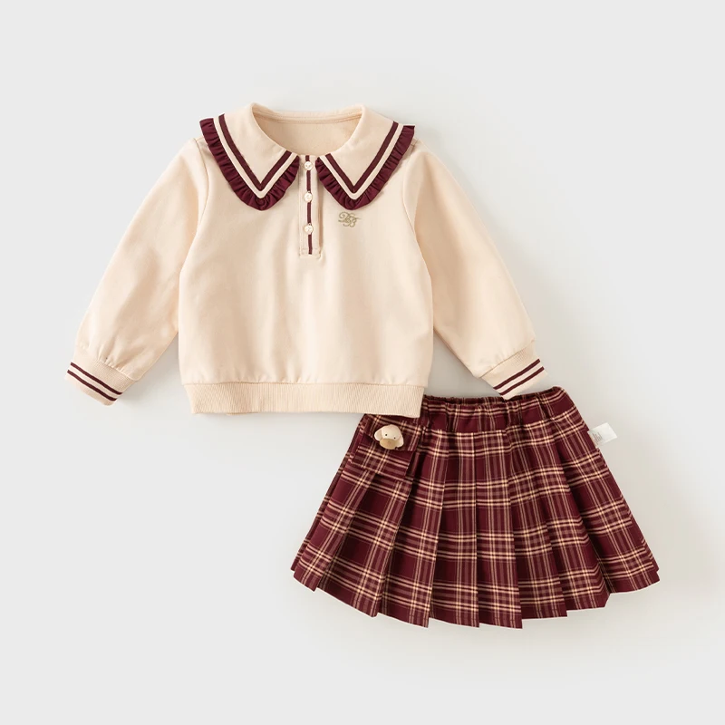 Dave Bella Children's Half Skirt Set Autumn Spring Girls Top Skirts Two Piece Set Sweet Elegant Dresses Kids Clothing DB3241637