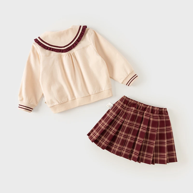 Dave Bella Children's Half Skirt Set Autumn Spring Girls Top Skirts Two Piece Set Sweet Elegant Dresses Kids Clothing DB3241637