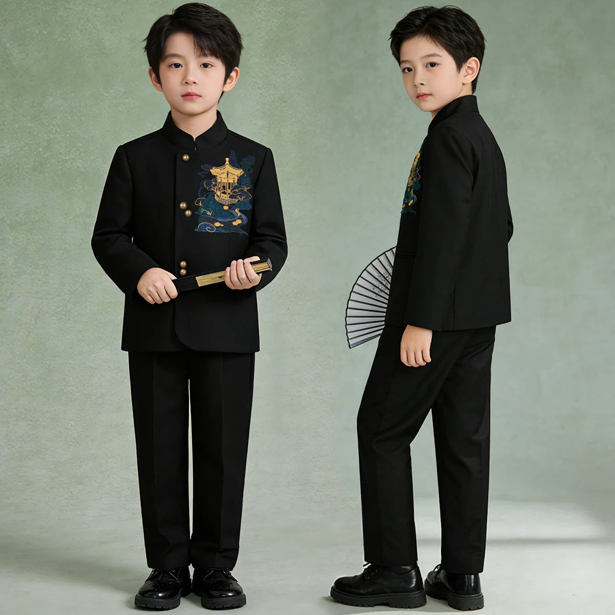 Chinese Traditional Clothes Boys Suit for Kids New Year Outfit Easter Church Wedding Halloween Birthday Party Gift Perform Set