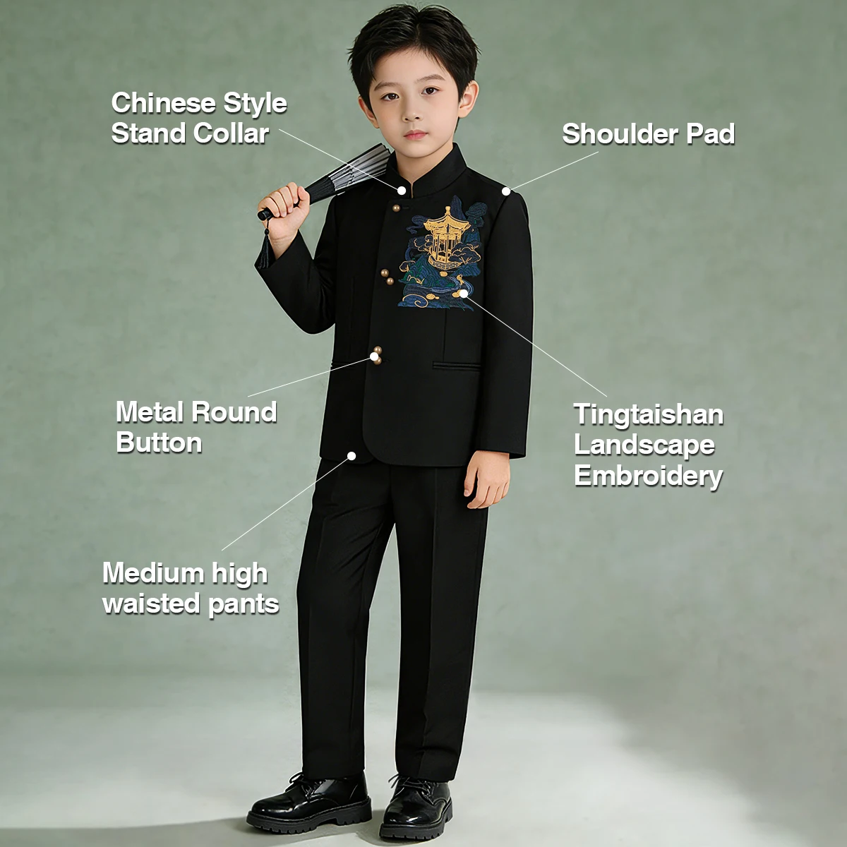 Chinese Traditional Clothes Boys Suit for Kids New Year Outfit Easter Church Wedding Halloween Birthday Party Gift Perform Set