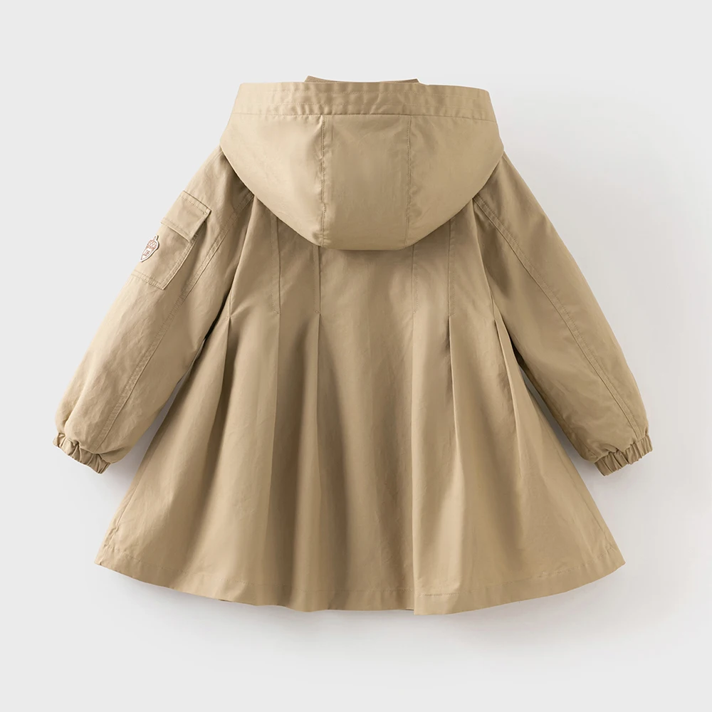 Dave Bella Girls Coats Autumn Winter Cotton Padded Children Casual Hooded Jacket Khaki Outerwear Outdoor Kids Clothing DK3252626