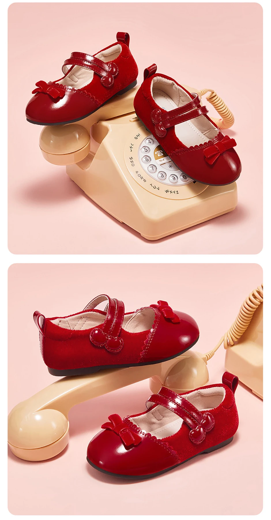 Dave Bella Children Leather Shoes Autumn Spring Girls Retro Red Shoes Anti Slip Kids Soft Princess Shoes Elegant Party DB1260037