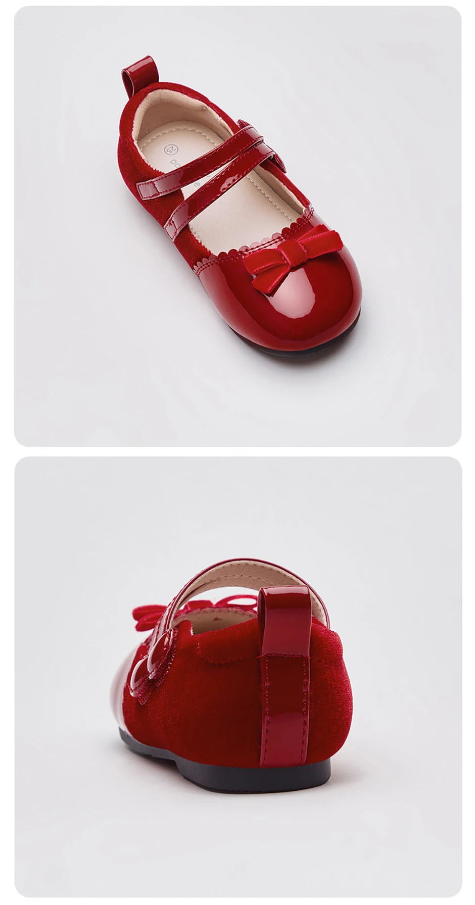 Dave Bella Children Leather Shoes Autumn Spring Girls Retro Red Shoes Anti Slip Kids Soft Princess Shoes Elegant Party DB1260037
