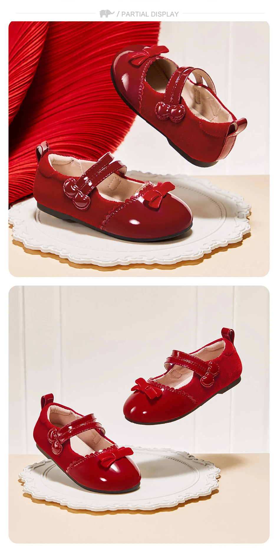 Dave Bella Children Leather Shoes Autumn Spring Girls Retro Red Shoes Anti Slip Kids Soft Princess Shoes Elegant Party DB1260037