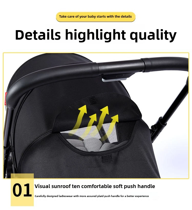 Highview Baby Stroller Can Sit or Lie Down, Lightweight and Foldable, Newborn Baby Umbrella Stroller,Four-wheel Two-way Stroller