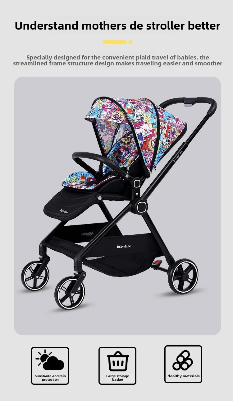 Highview Baby Stroller Can Sit or Lie Down, Lightweight and Foldable, Newborn Baby Umbrella Stroller,Four-wheel Two-way Stroller