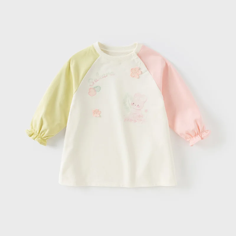 Dave Bella Girls Autumn Spring Long Sleeve Dress Casual Spring Cartoon Knitted Dress Children Outdoor Party Clothes DB1250080