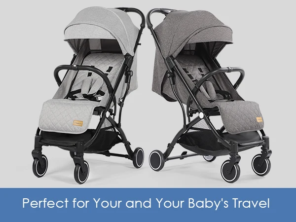 Baby Stroller Pushchair, One-Hand Foldable Compact Travel Stroller Buggy with Rain Cover&Mosquito Net, Lightweight Baby Pram