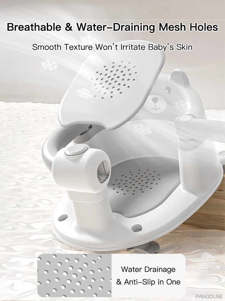 PANGDUBE Baby Bath Seat Cute Bear Non Slip Bathtub Chair for Infants Newborn 6~18 Months Baby Shower Bathing Seat
