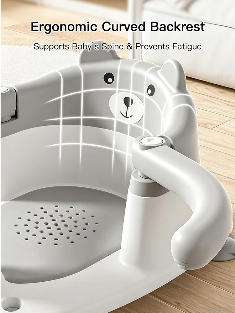 PANGDUBE Baby Bath Seat Cute Bear Non Slip Bathtub Chair for Infants Newborn 6~18 Months Baby Shower Bathing Seat