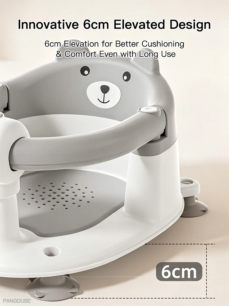 PANGDUBE Baby Bath Seat Cute Bear Non Slip Bathtub Chair for Infants Newborn 6~18 Months Baby Shower Bathing Seat