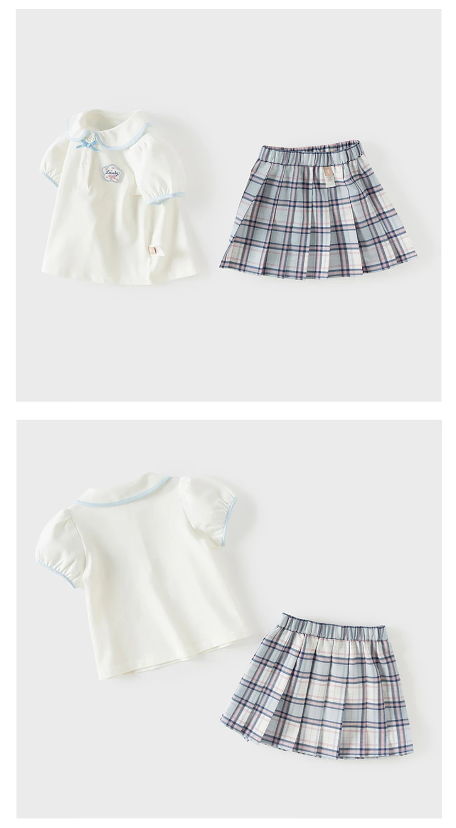 Dave Bella Girls Polo T-shirt Skirt Sets 1-7 Years 2PCS Short Sleeve Top Pleat Skirt Suits Summer Outdoor Clothes Set DB2262214