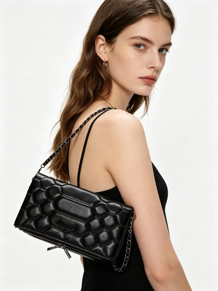 New fashionable women's handbag elegant retro leather chain strap crossbody bag luxurious designer shoulder bag