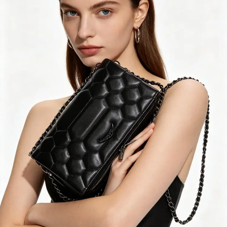 New fashionable women's handbag elegant retro leather chain strap crossbody bag luxurious designer shoulder bag