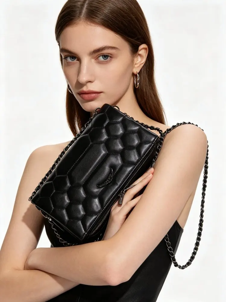 New fashionable women's handbag elegant retro leather chain strap crossbody bag luxurious designer shoulder bag