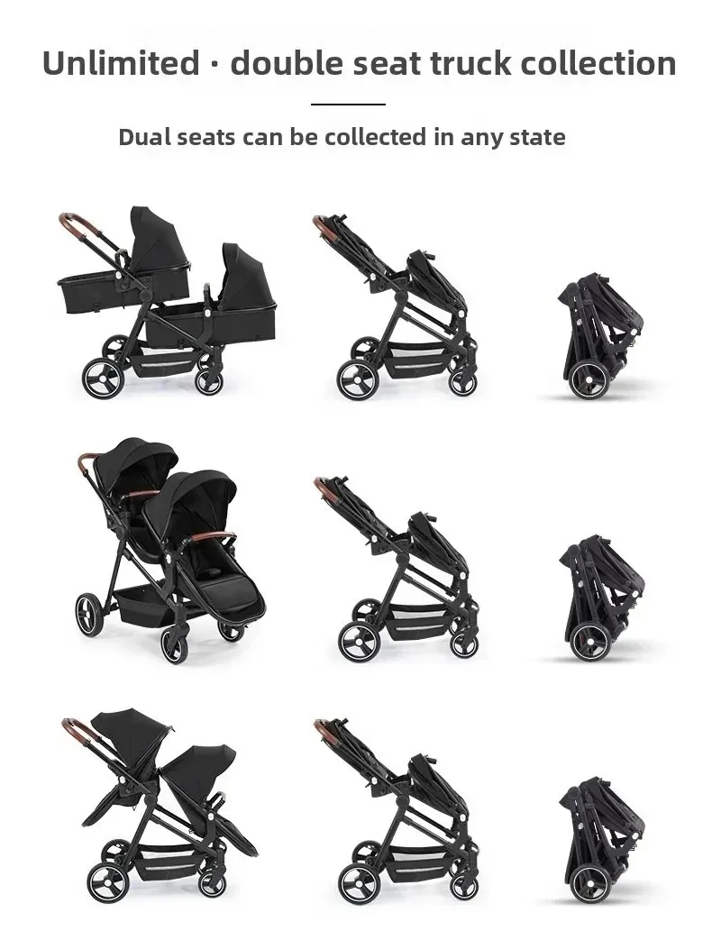 Twin Stroller 3in1 with Car Seats. Can Be Taken on Board An Airplane. Can Be Disassembled Into A Lightweight Baby Stroller