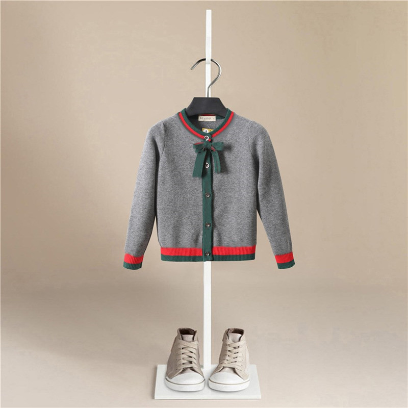 Autumn Knitted Kids Cardigan Sweater Coat Teenagers Clothing England Style Cardigans Bow Cotton Sweaters for Girls