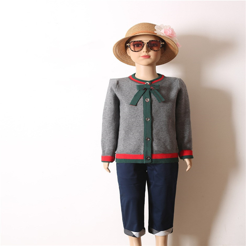 Autumn Knitted Kids Cardigan Sweater Coat Teenagers Clothing England Style Cardigans Bow Cotton Sweaters for Girls