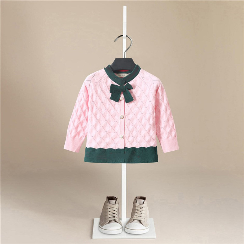 Autumn Knitted Kids Cardigan Sweater Coat Teenagers Clothing England Style Cardigans Bow Cotton Sweaters for Girls