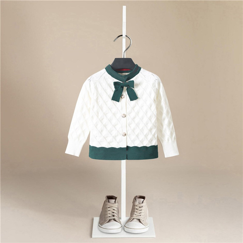 Autumn Knitted Kids Cardigan Sweater Coat Teenagers Clothing England Style Cardigans Bow Cotton Sweaters for Girls