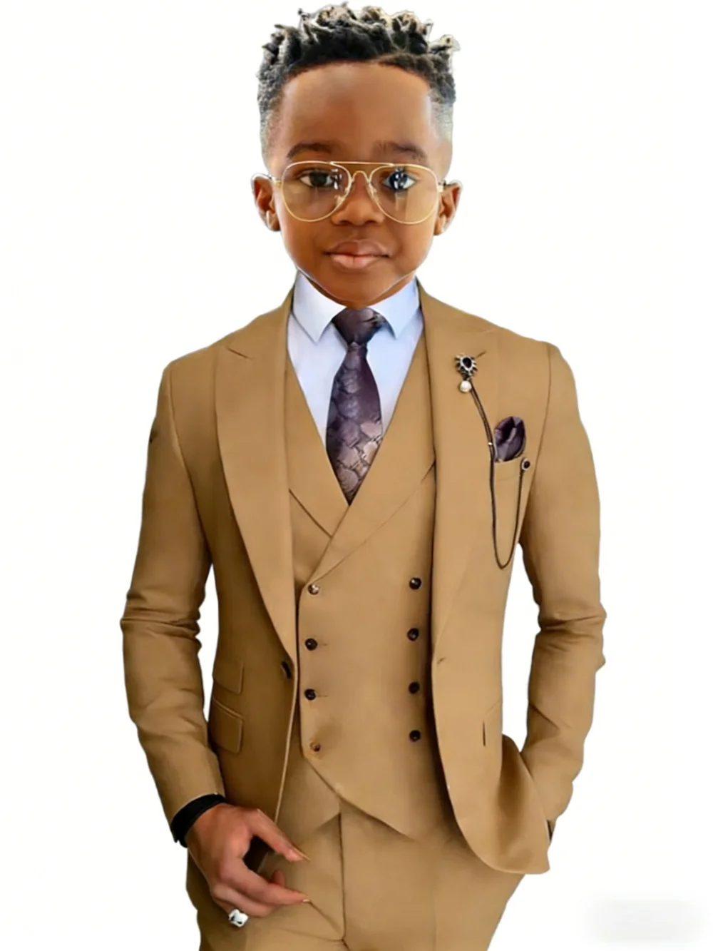 Txjojn Stylish Kids Suit Set 3 Pieces Wedding Ring Bearer Outfit High Quality Boys Slim Fit Suits Birthday Party Wear Plus Size