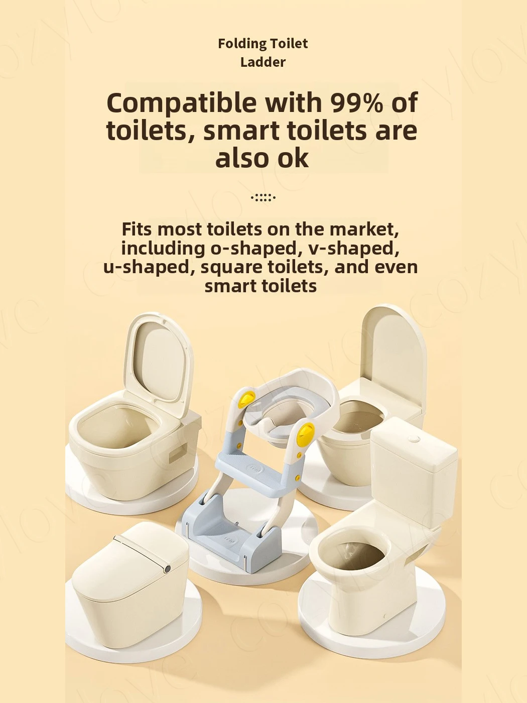 3-in-1 Foldable Potty Training Seat with Step Ladder | Adjustable Toddler Toilet Trainer for Kids, Anti-Slip & Easy to Store