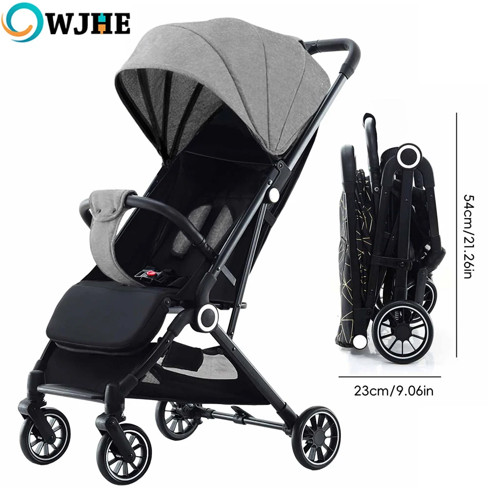 OWJHE Portable aby Carriage,Bi-directional ultra lightweight foldable high landscape four wheel shock absorber baby stroller,baby cart