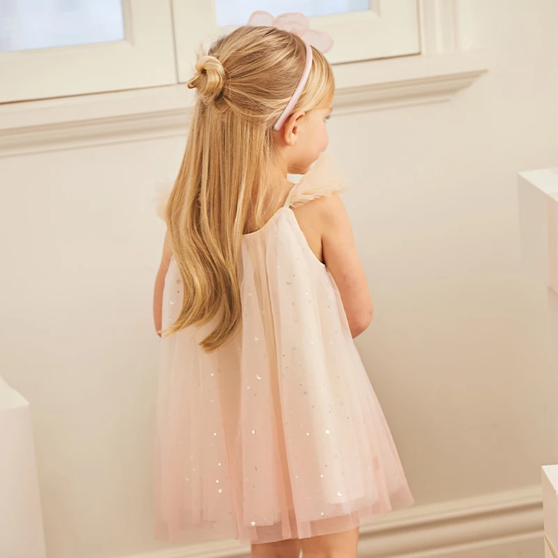 Dave Bella Children Dresses Autumn Spring Girls Clothing Kids Elegant Lace Mesh Dress Spaghetti Strap Outerwear Cotton DB2240995