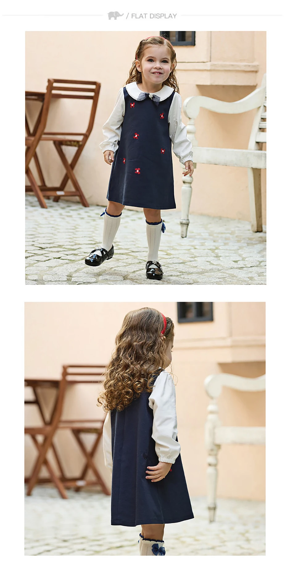 Dave Bella Girls Knitted Dress Spring Autumn Children Clothes Kids Sweet Elegant Dress Long Sleeve Outdoor Charm Party DB1260579
