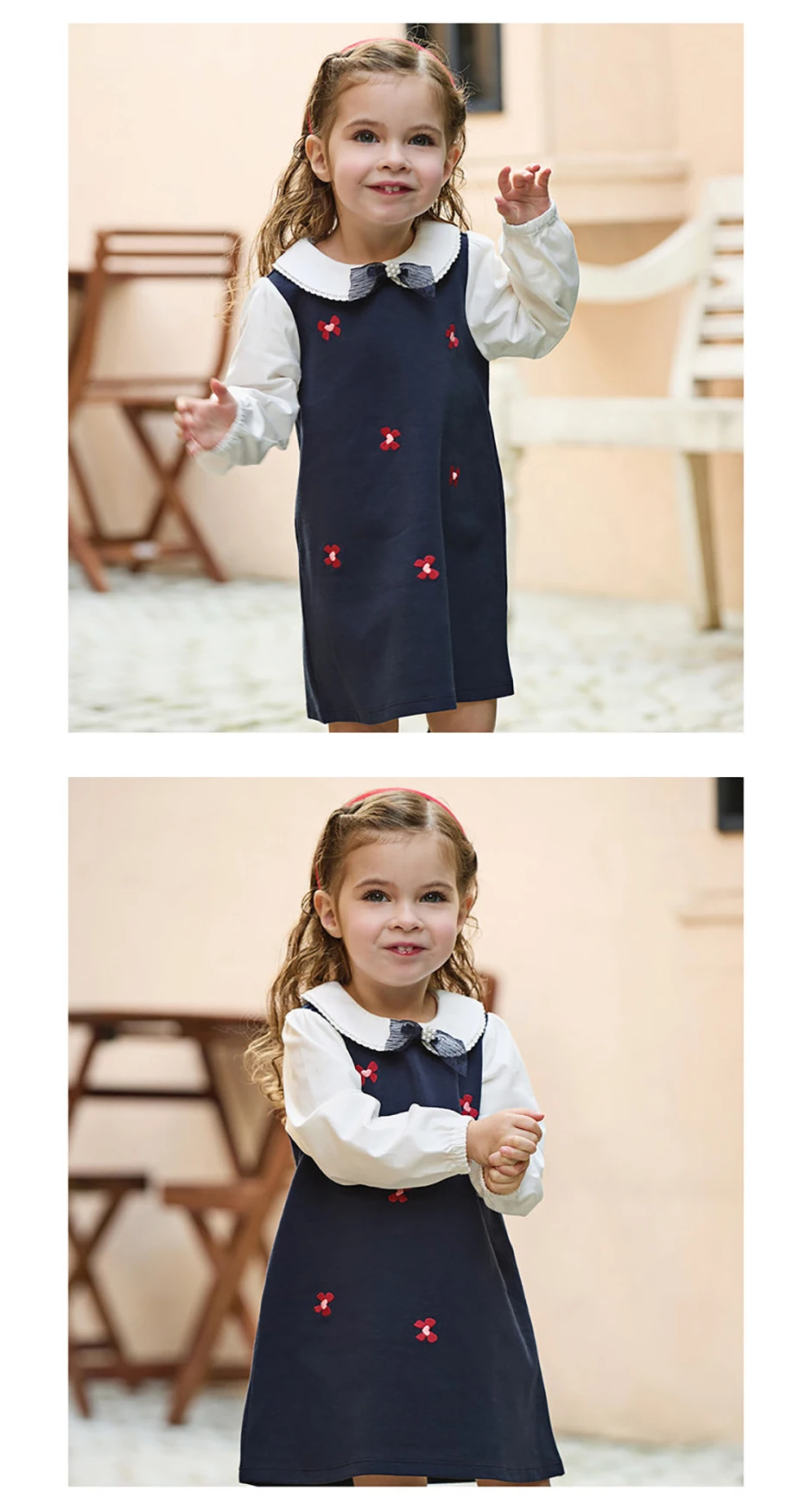 Dave Bella Girls Knitted Dress Spring Autumn Children Clothes Kids Sweet Elegant Dress Long Sleeve Outdoor Charm Party DB1260579