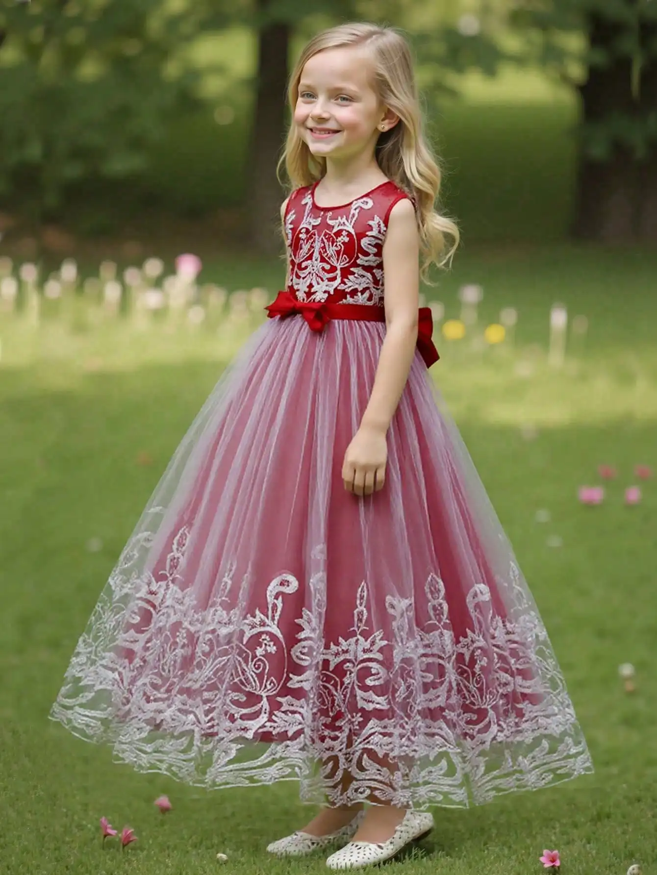 2026 Flower Girl Dresses For Weddings Lace Luxury Vestidos Princess Birthday Party Bridesmaid Dress For Kid 5-12 Years BIBIHOU